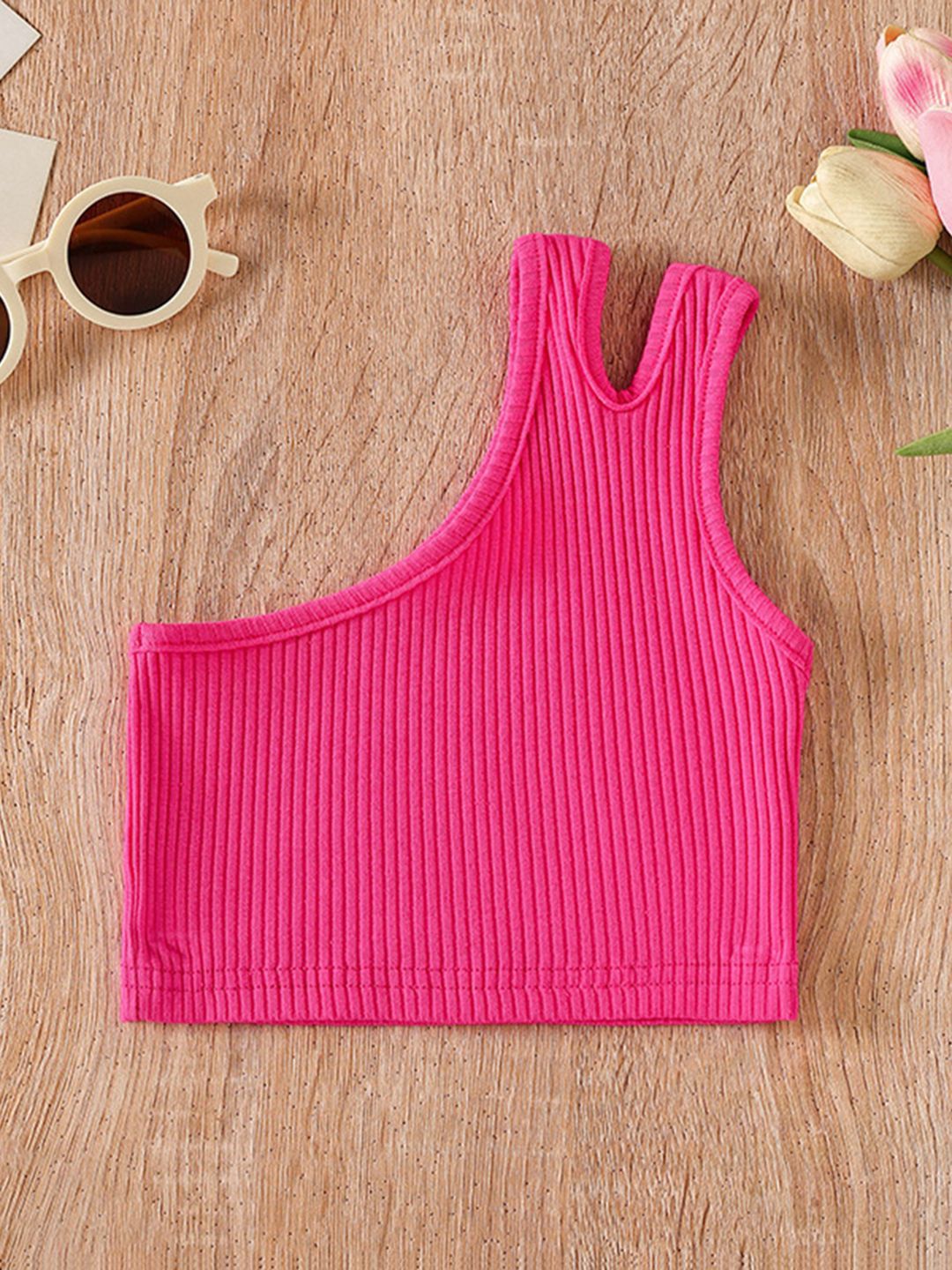 Girls Ribbed One Shoulder Crop Top 2