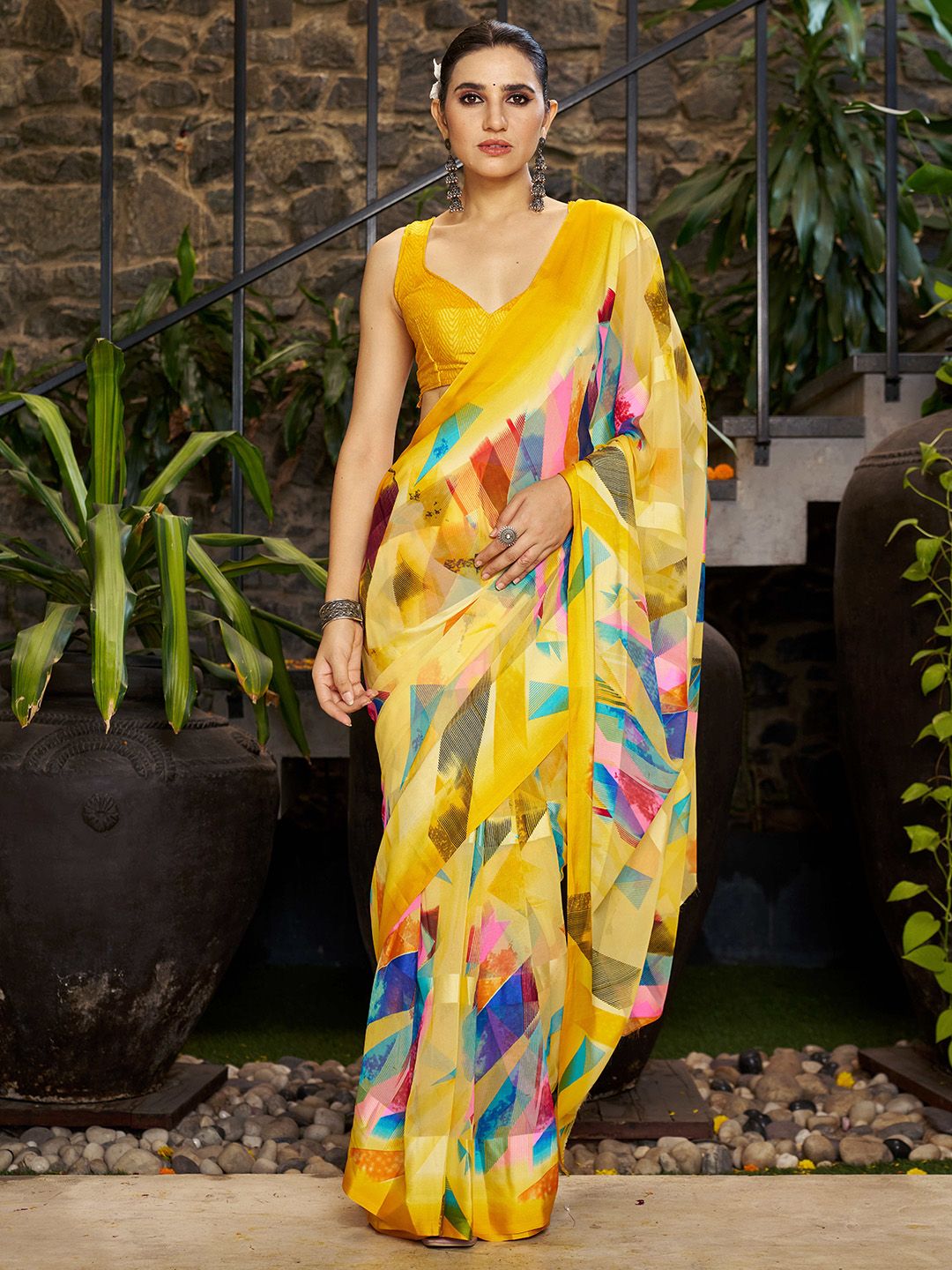Sitanjali Abstract Printed Satin Bagh Saree