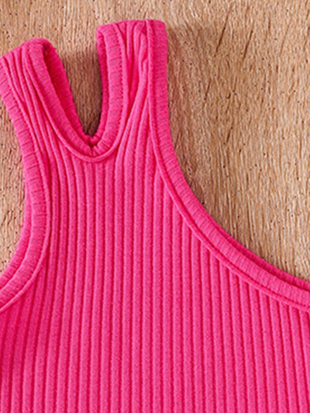 Girls Ribbed One Shoulder Crop Top 3