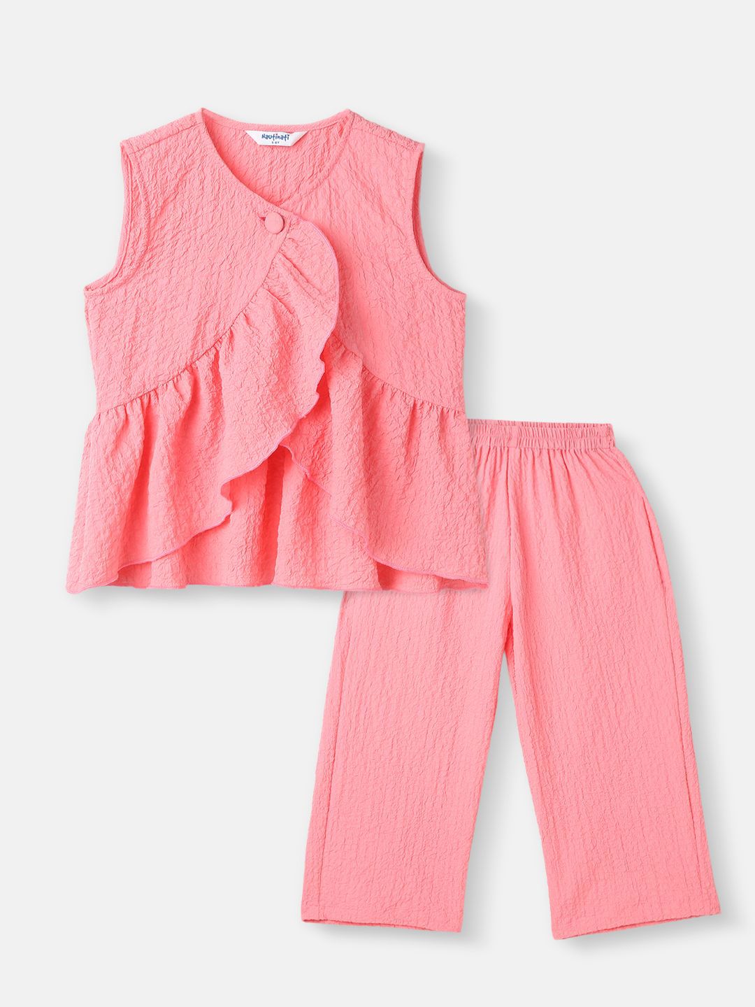 Buy Nauti Nati Girls Round Neck Frill Top With Trouser -  - Apparel for Girls