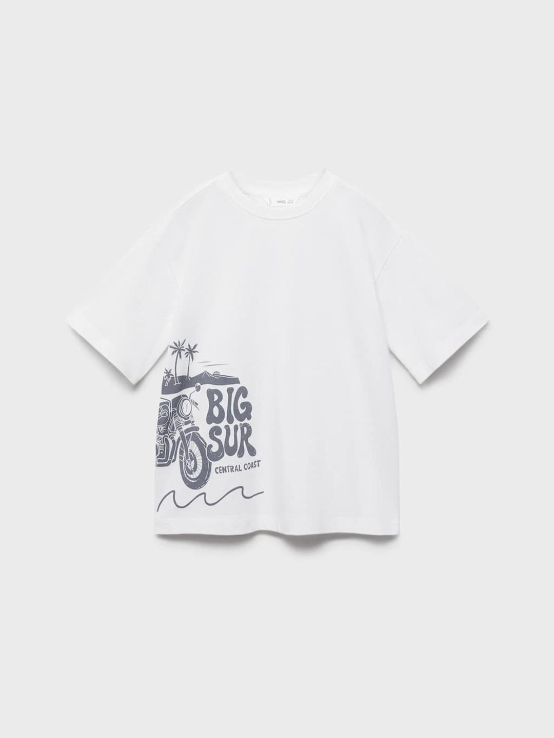 Mango Kids Boys Typography Printed Drop-Shoulder Sleeves Pure Cotton Relaxed Fit T-shirt