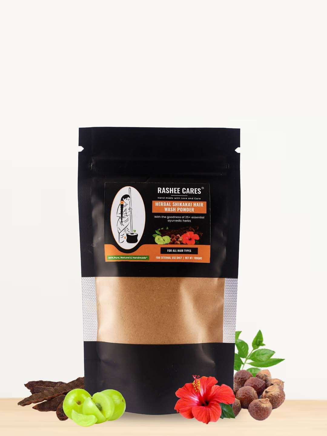 RASHEE CARES Shikakai Hair Wash Powder For Hair Growth - 100 g
