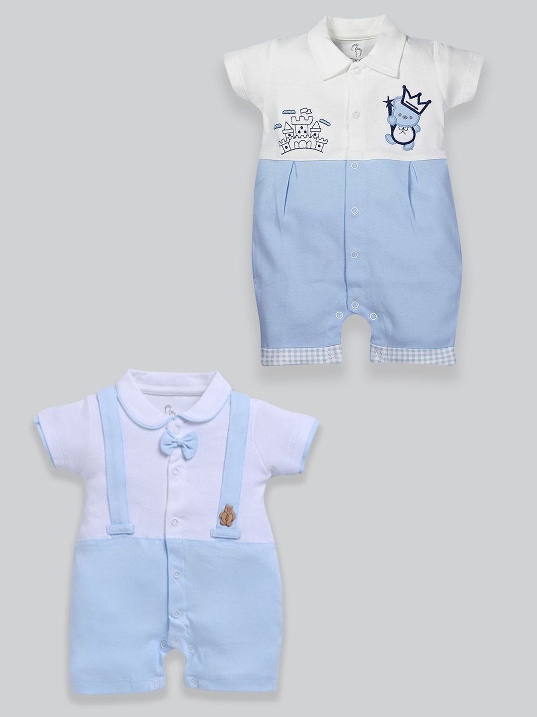 Buy BABY GO Infant Boys Pack Of 2 Printed Pure Cotton Rompers -  - Apparel for Boys