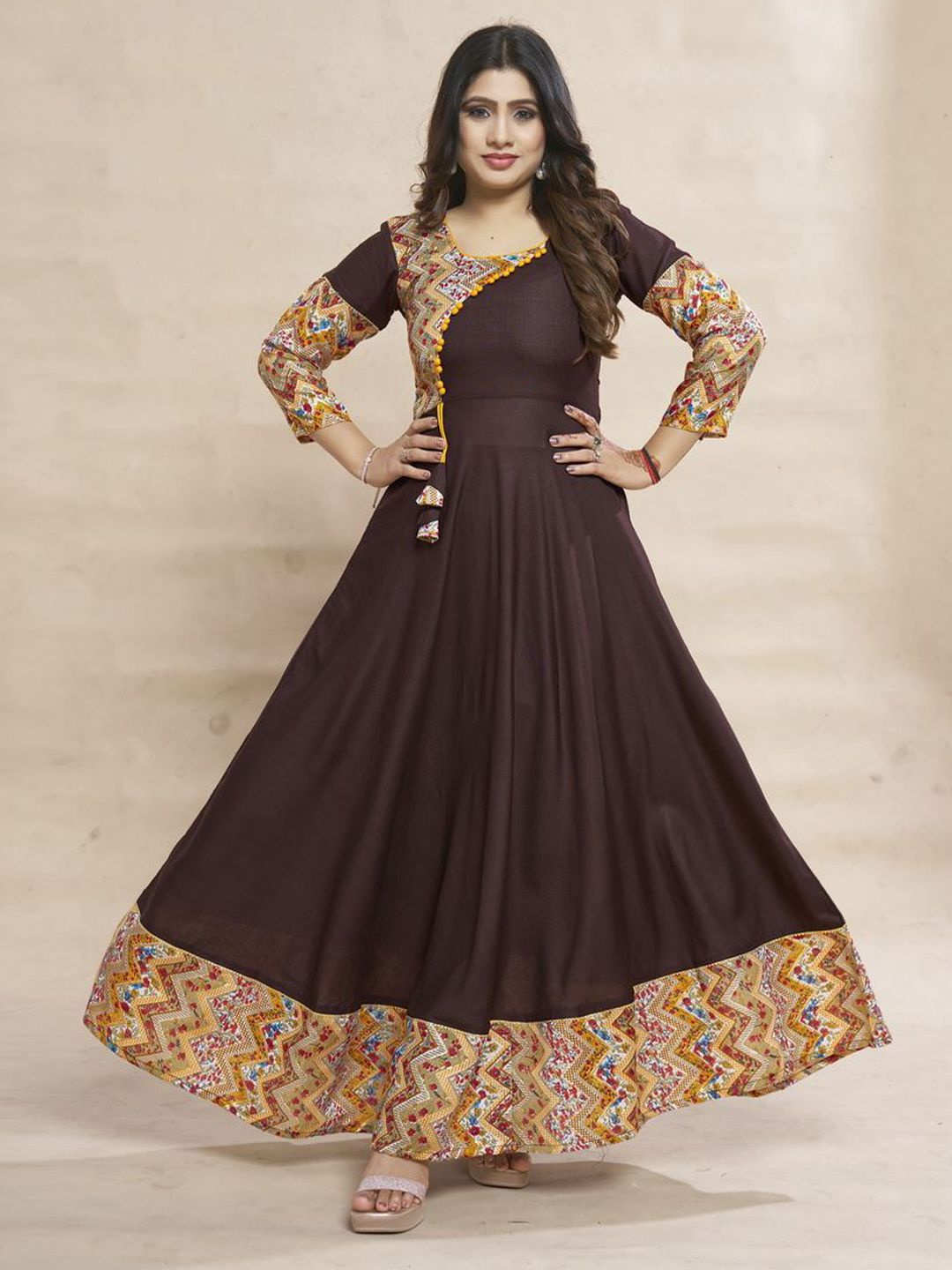 MEESORRA Maxi-Length Fit And Flare Ethnic Dresses