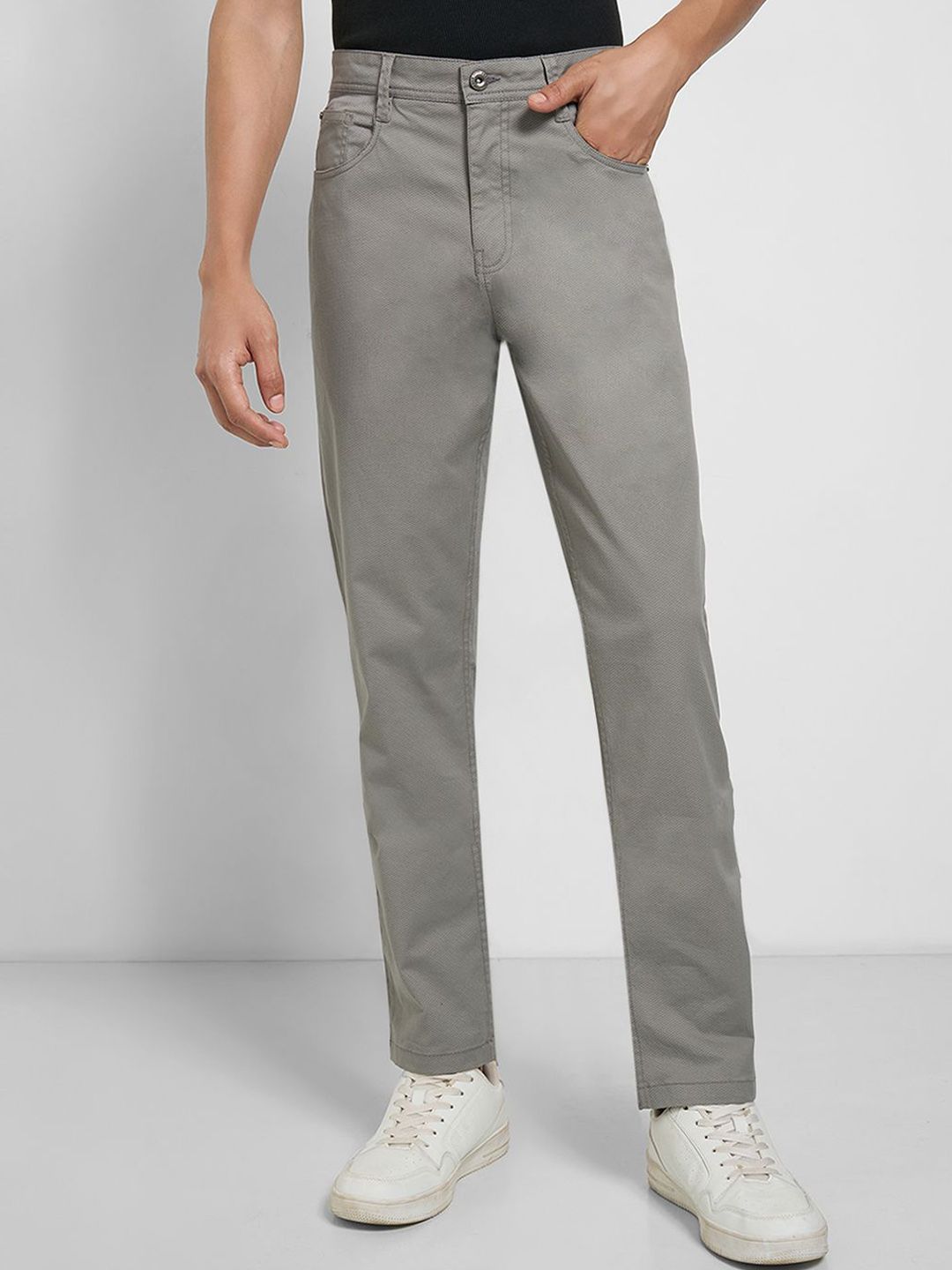 Peregrine by Pantaloons Men Textured Mid-Rise Cotton Trousers