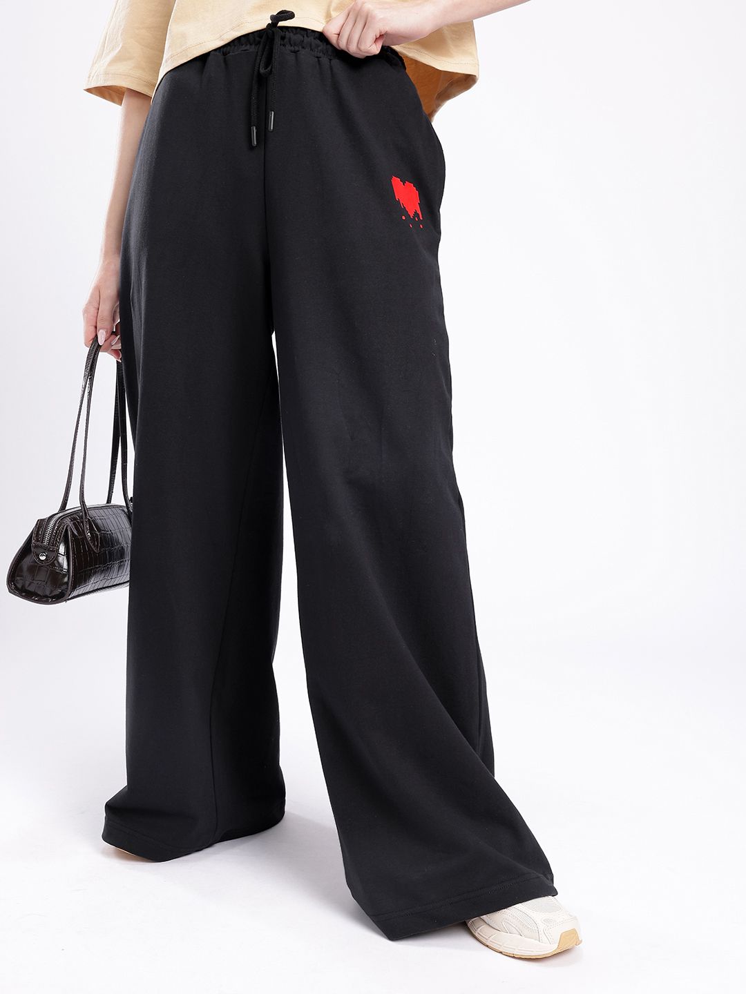 glitchez Women Printed Cotton Terry Relaxed Fit Track Pants
