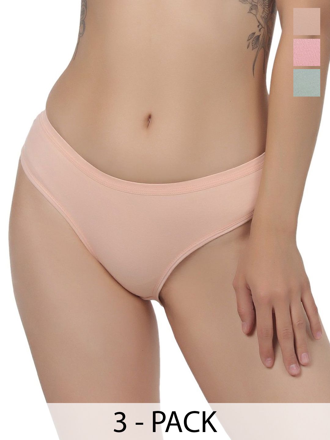 Liigne Pack Of 3 Mid-Rise Basic Briefs VCPC1911-XS