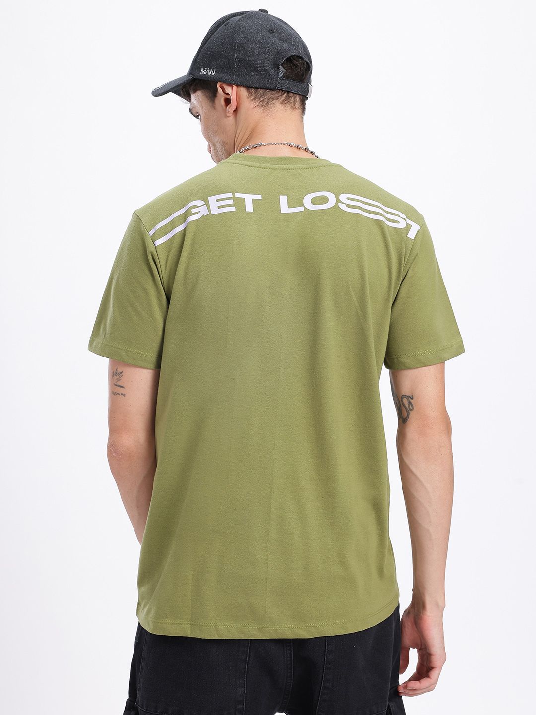 Olive Green Graphic Regular Fit T-shirt