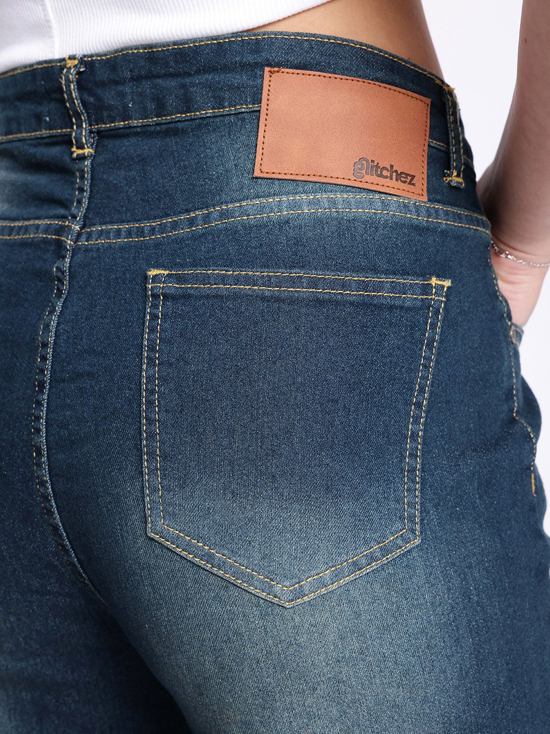 Women Wide Leg Faded Stretchable Jeans 8
