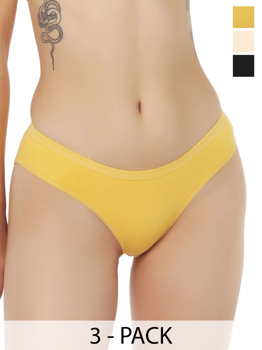 Liigne Pack Of 3 Cotton Mid-Rise Basic Briefs VCPC1814-XS
