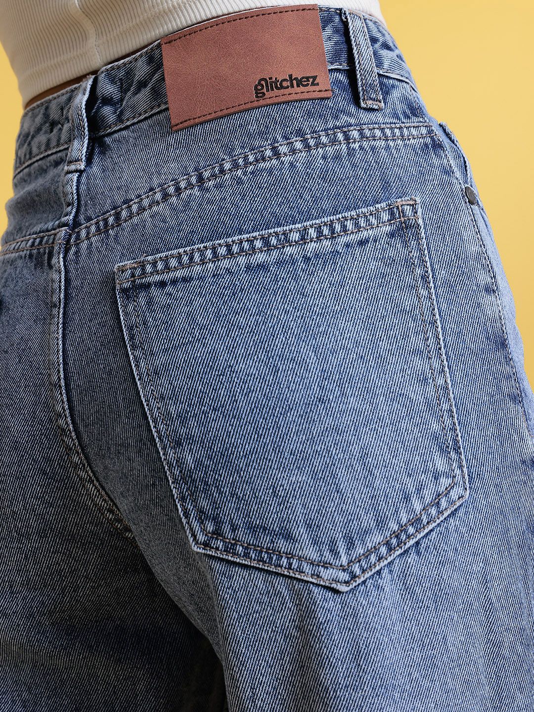 Women Retro Wide Leg Faded Jeans 9