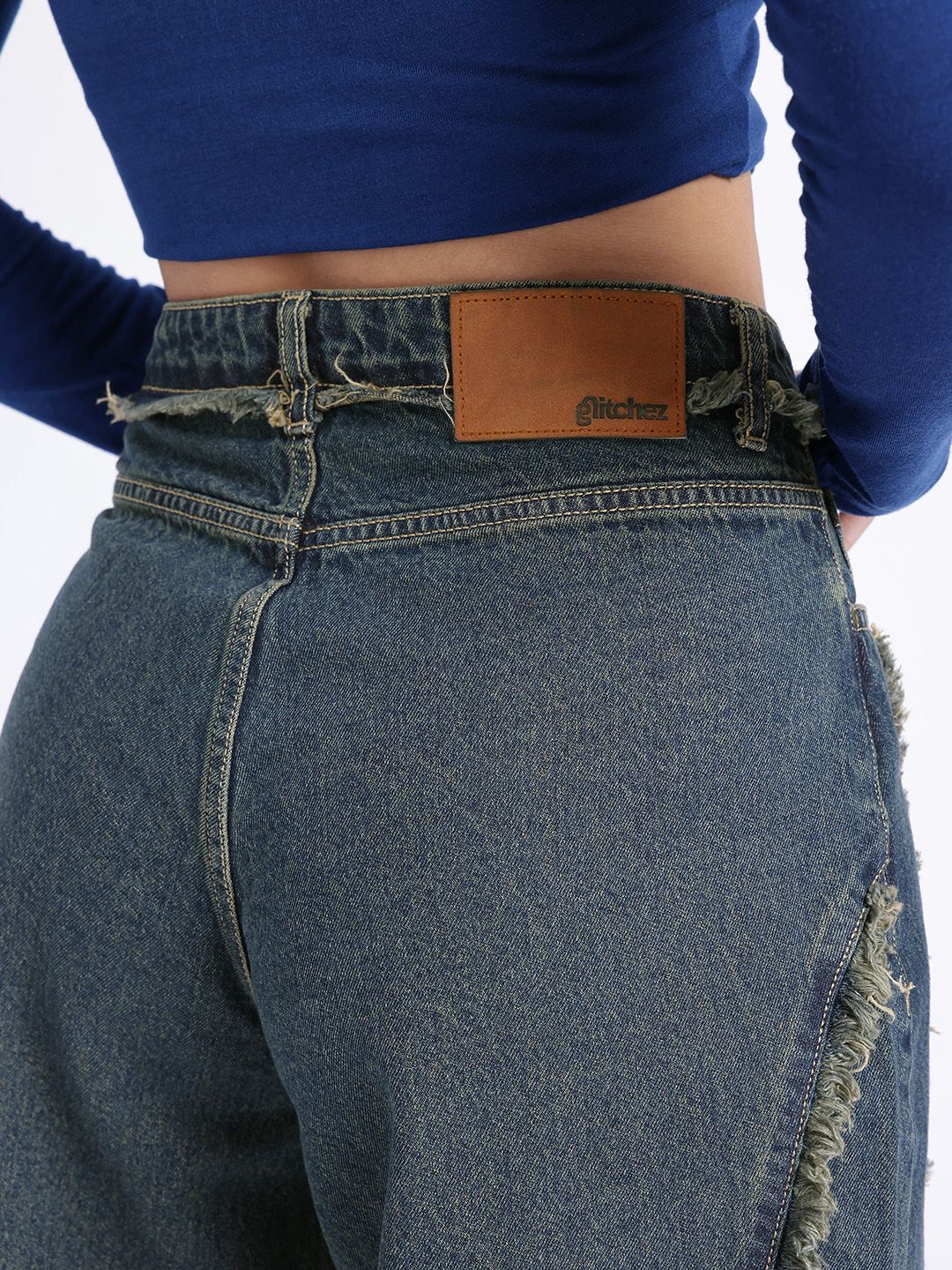 Women Palazzo Fit High-Rise Frayed Jeans 8