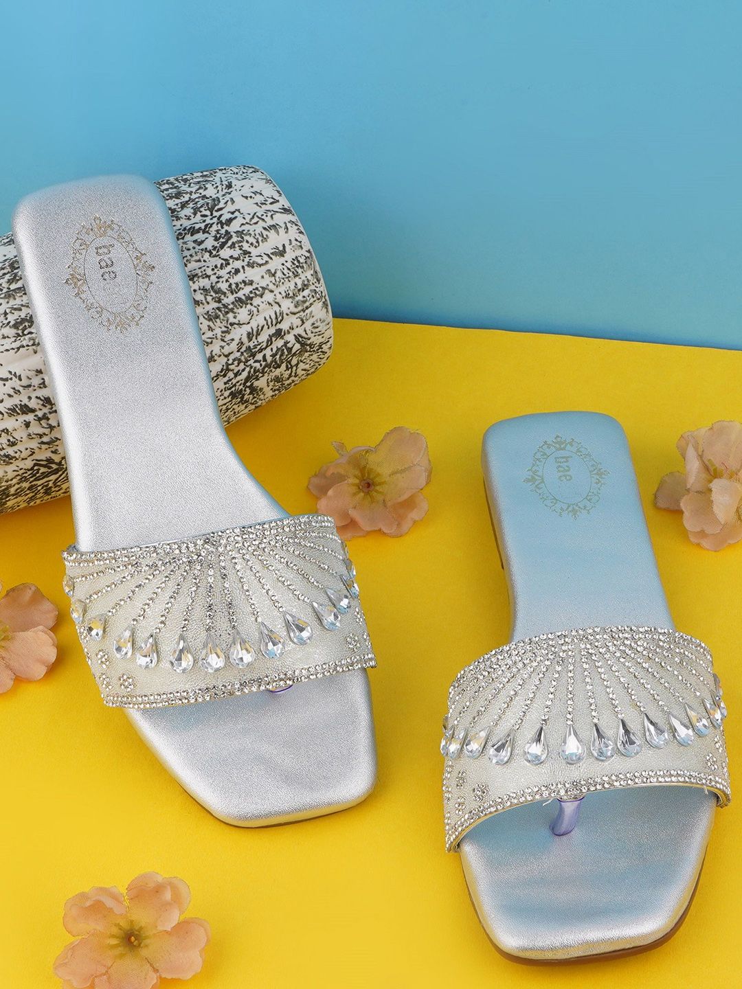 BAESD Women Embellished Party Open Toe Flats