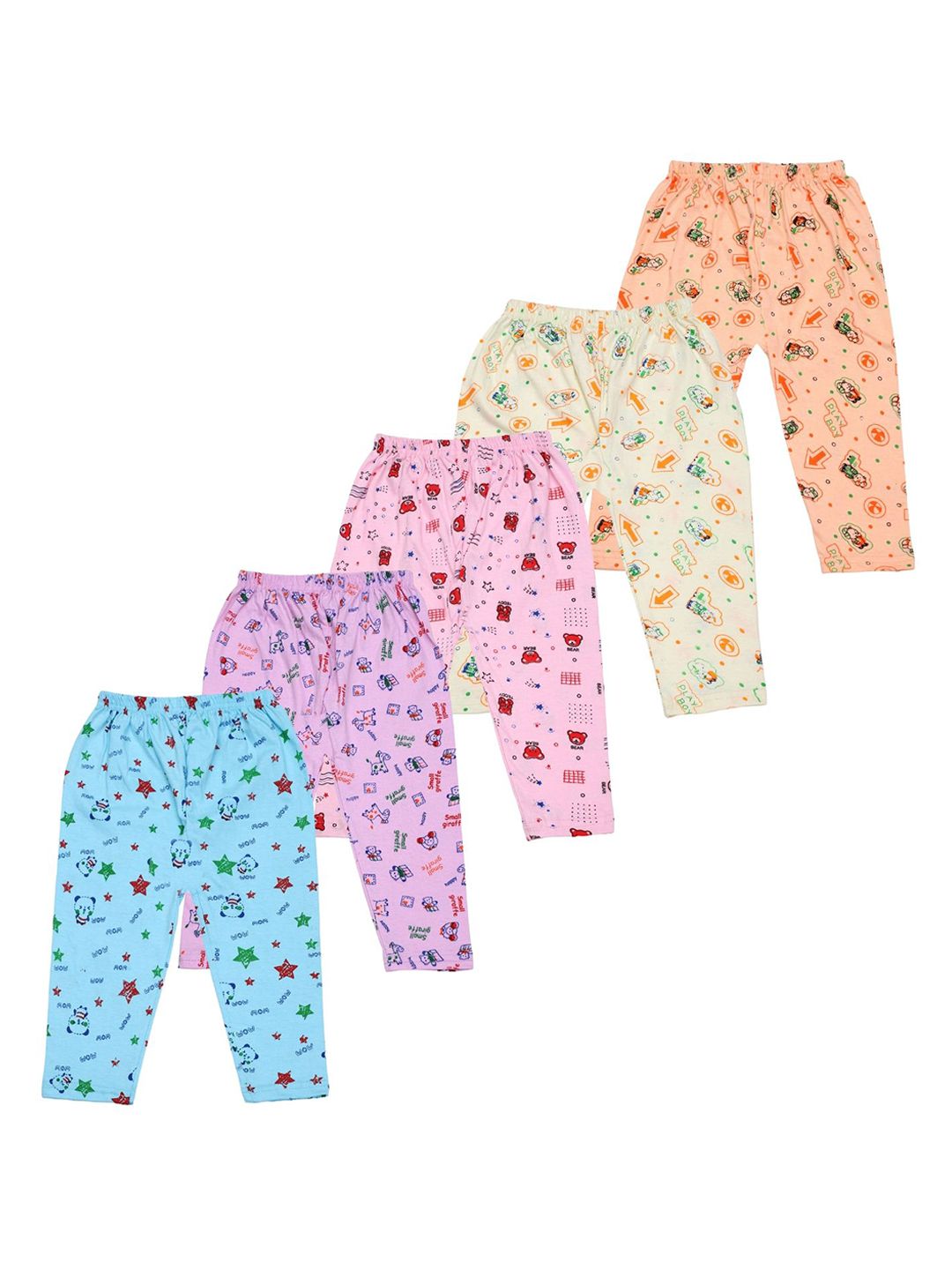 Superminis Kids Pack Of 5 Printed Cotton Lounge Pants