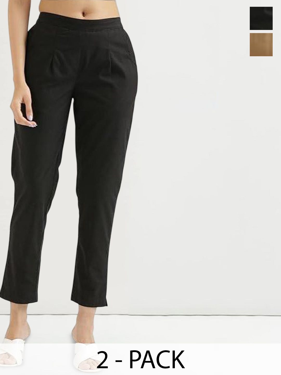 DIGITAL SHOPEE Women Pack Of 2 Regular Fit Regular Trousers