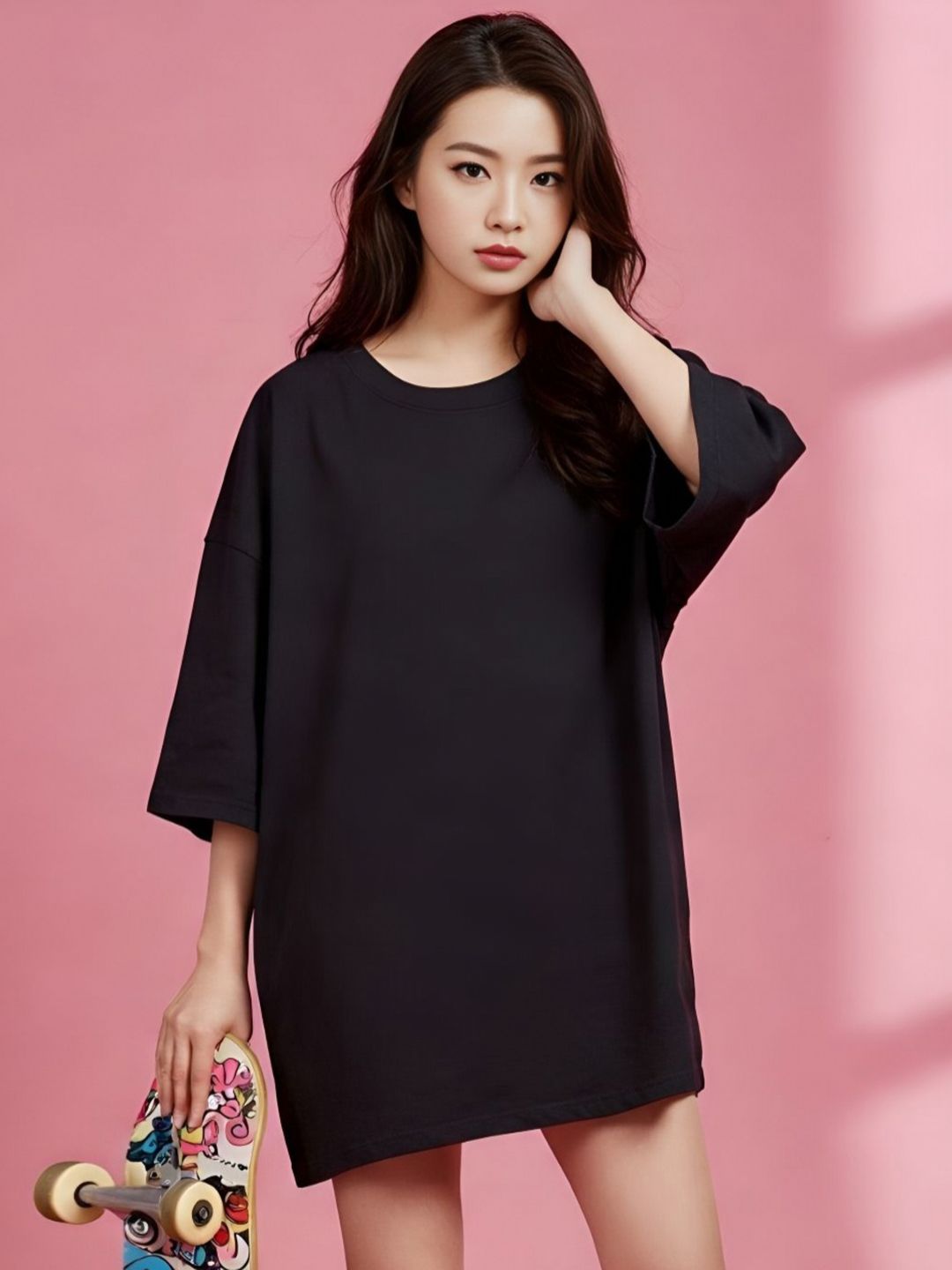 SMAN Round Neck Drop-Shoulder Sleeves Oversized T-shirt
