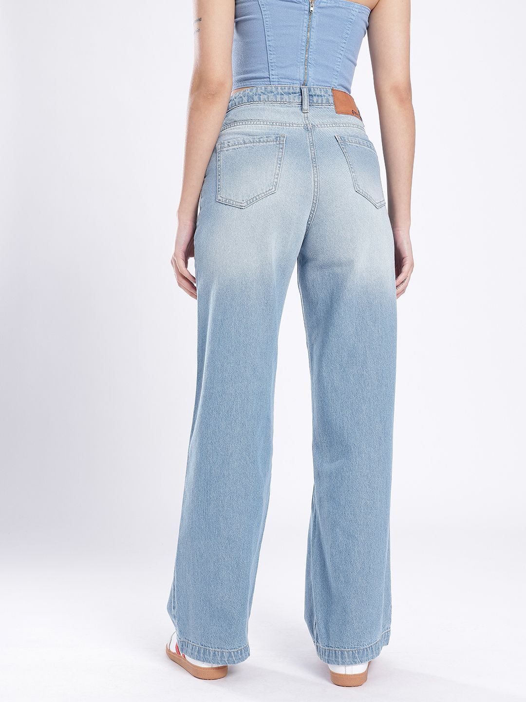 Women Paneling Wide Leg High-Rise Light Fade Jeans 7