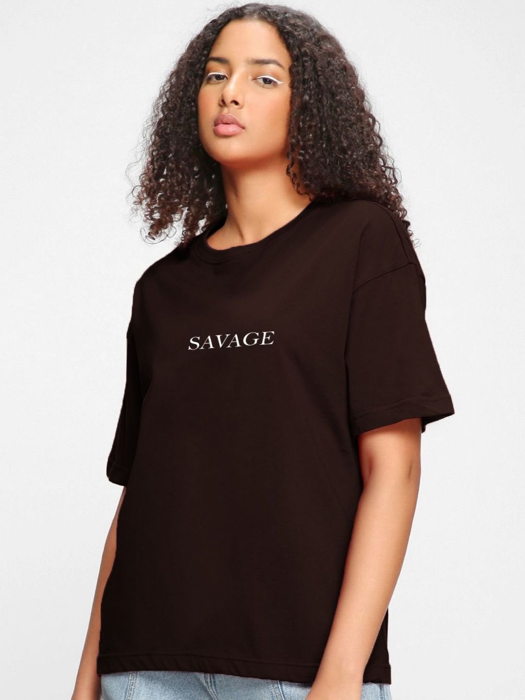 TOGS & TERRE Typography Printed Round Neck Organic Cotton Oversized T-shirt