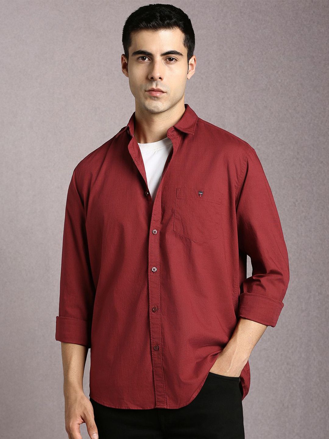 Louis Philippe Men Slim Fit Premium Texture Full Sleeve Casual Shirt