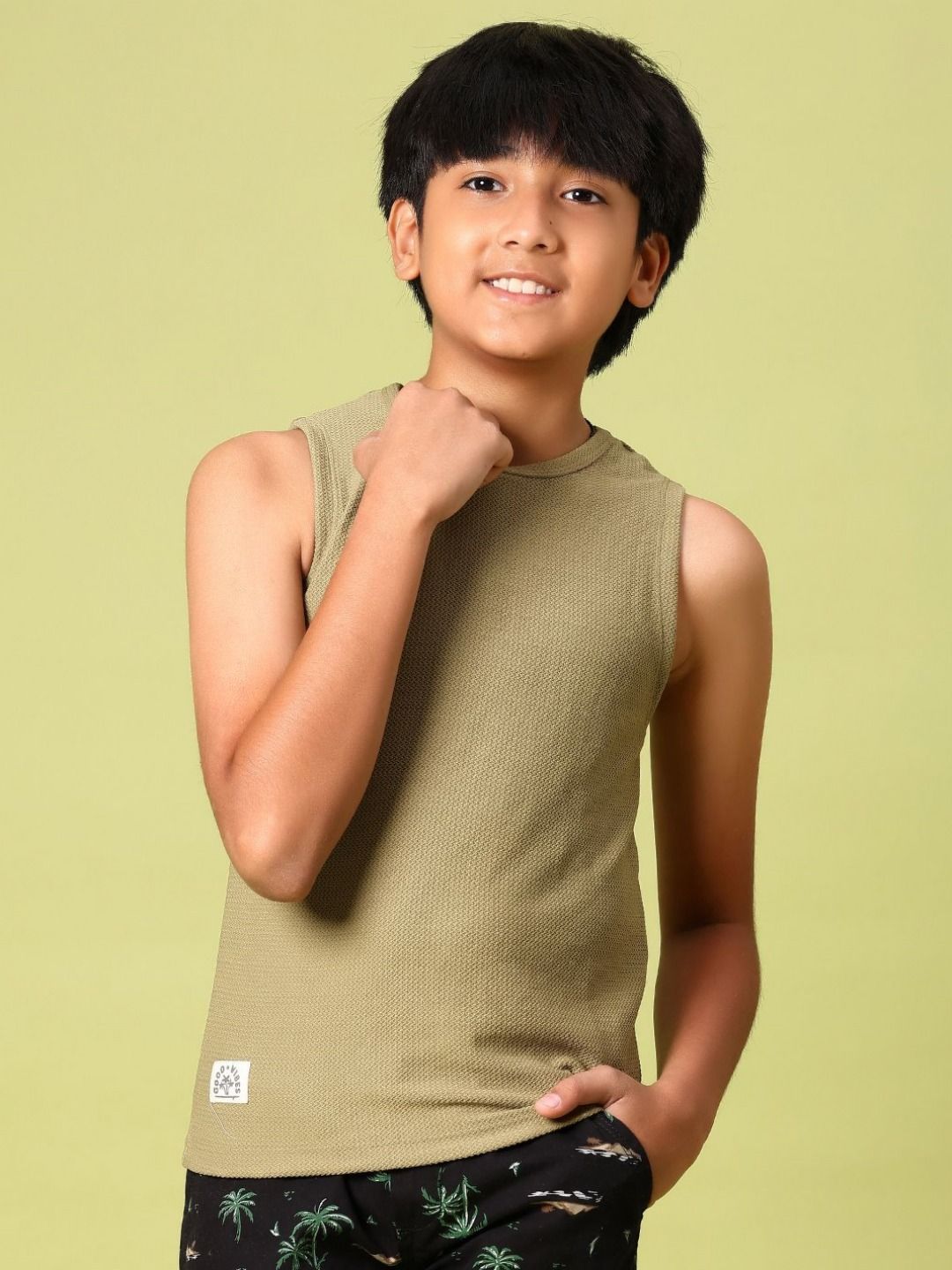 V-Mart Boys Self Design Structured Round Neck Cotton Sleeveless T-shirt