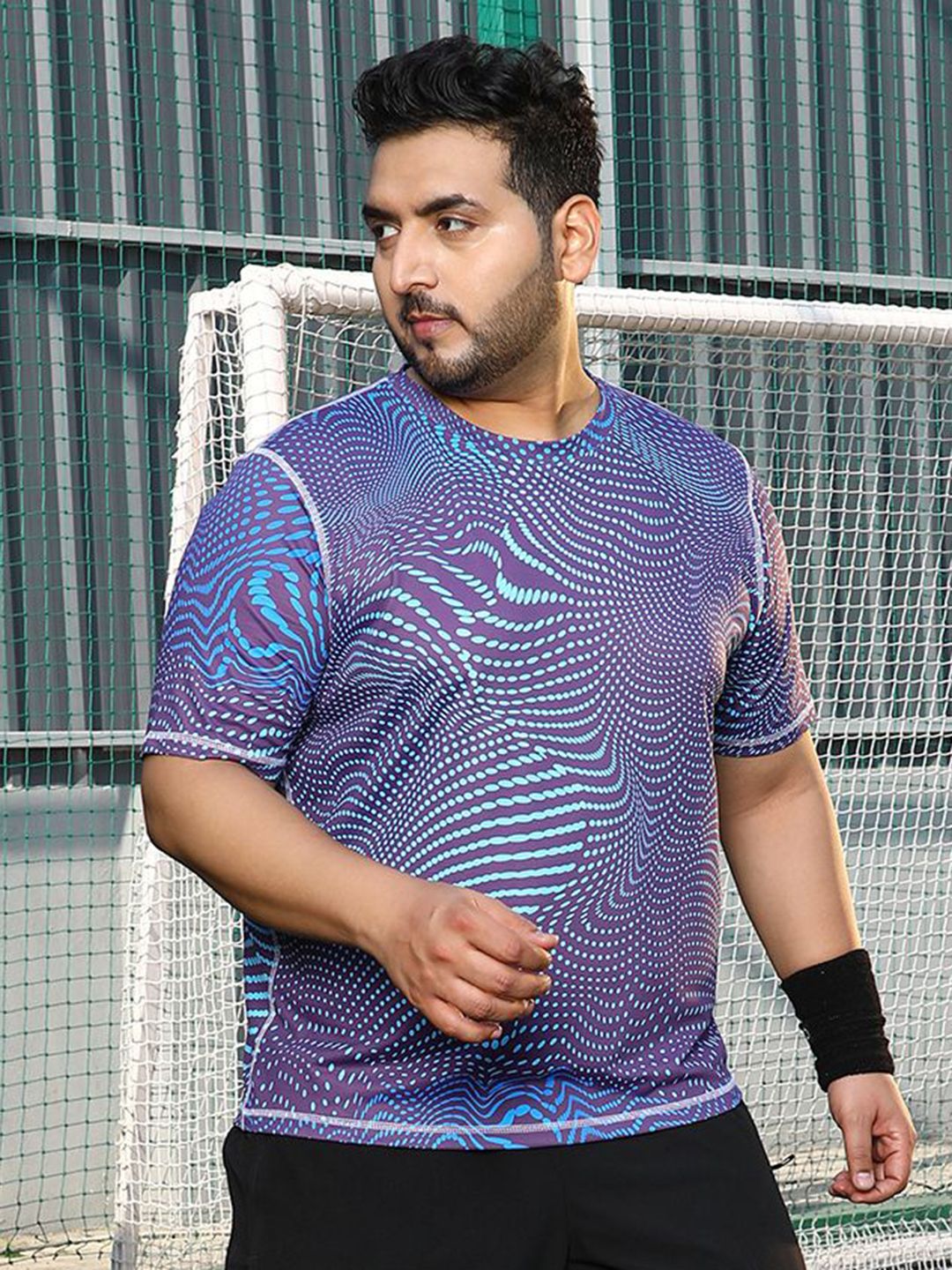 Instafab Plus Abstract Printed Round Neck Short Sleeves Regular Fit Sports T-Shirt