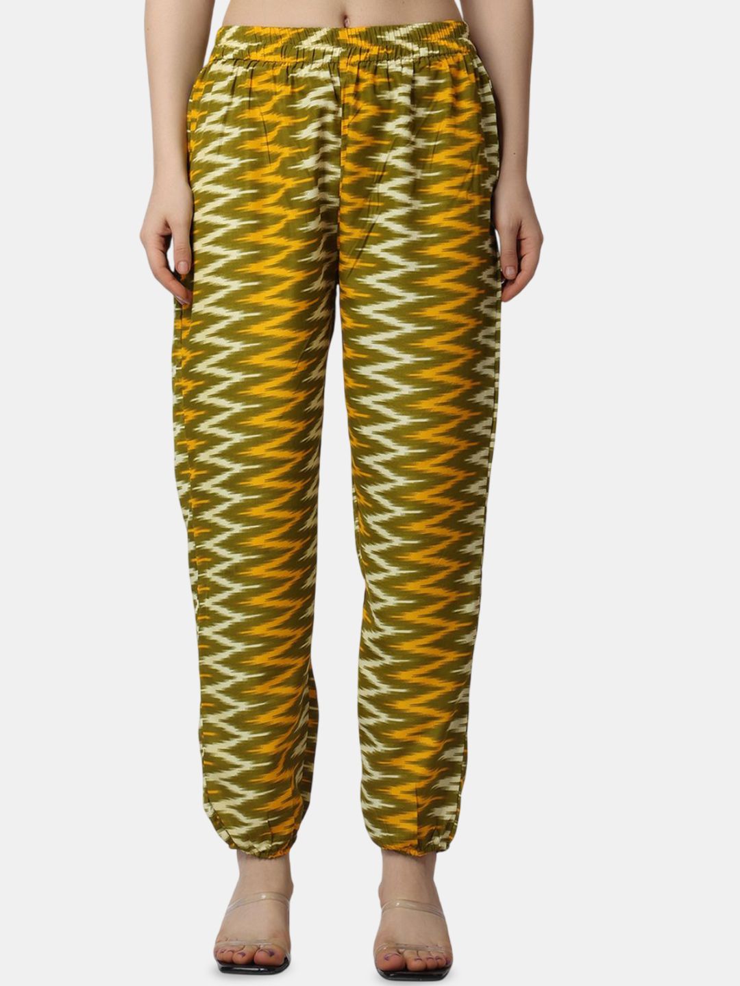 Popwings Women Printed Relaxed Loose Fit Easy Wash Joggers Trousers