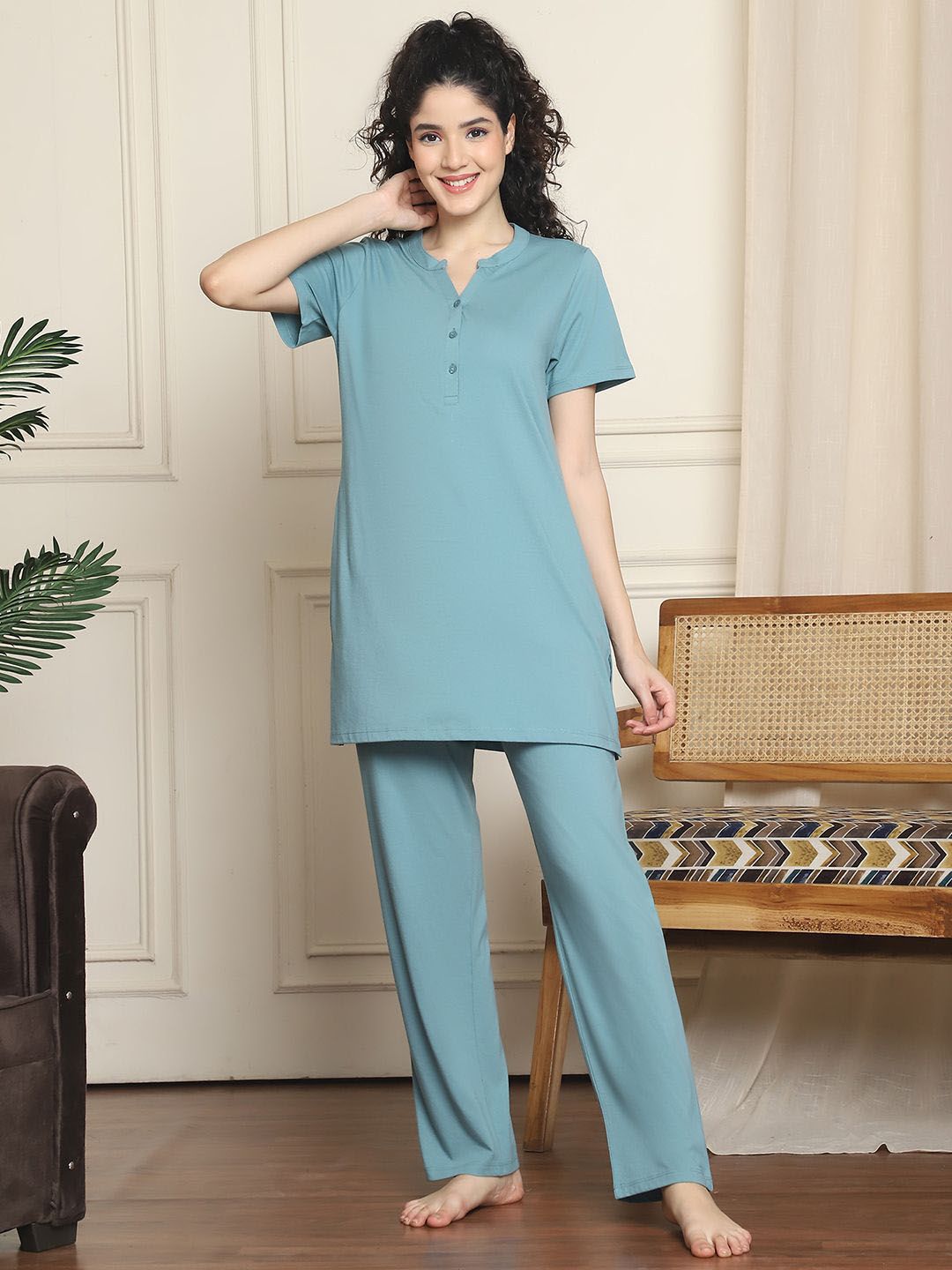 Indreams Women Solid Night suit