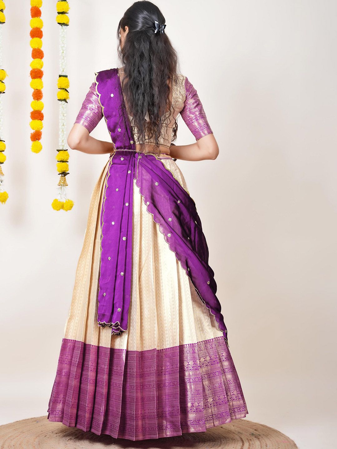 Semi-Stitched Woven Design Lehenga & Unstitched Blouse With Dupatta 5