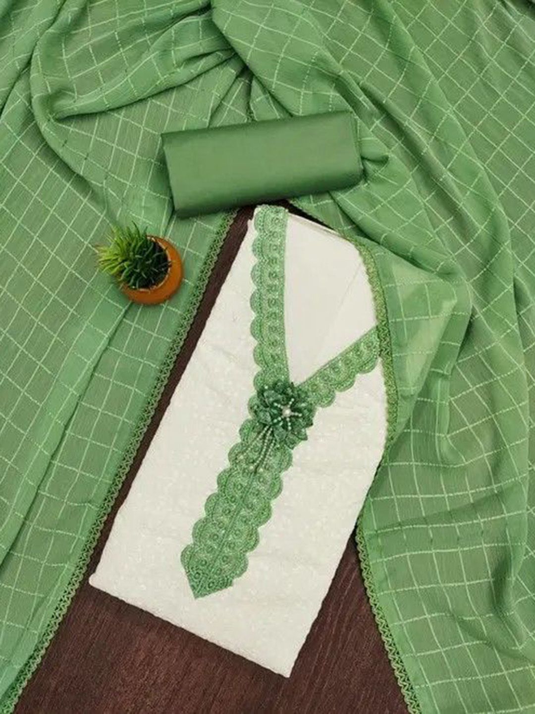 HouseOfCommon Women Green Unstitched Dress Material