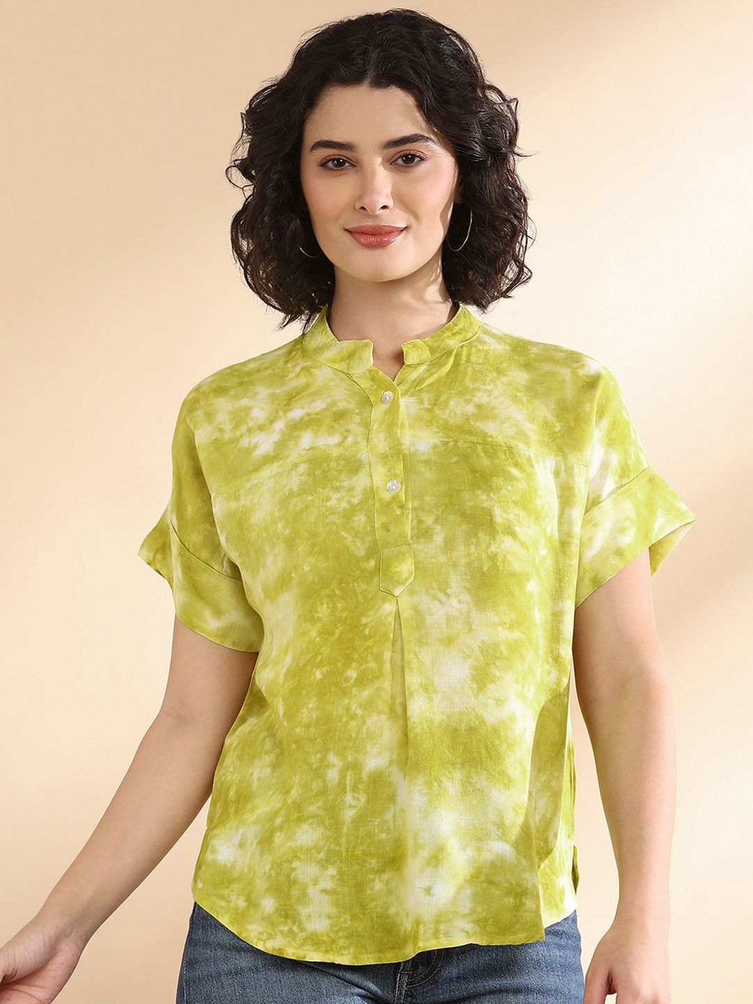 CORSICA Women Tie and Dye Mandarin Collar Top