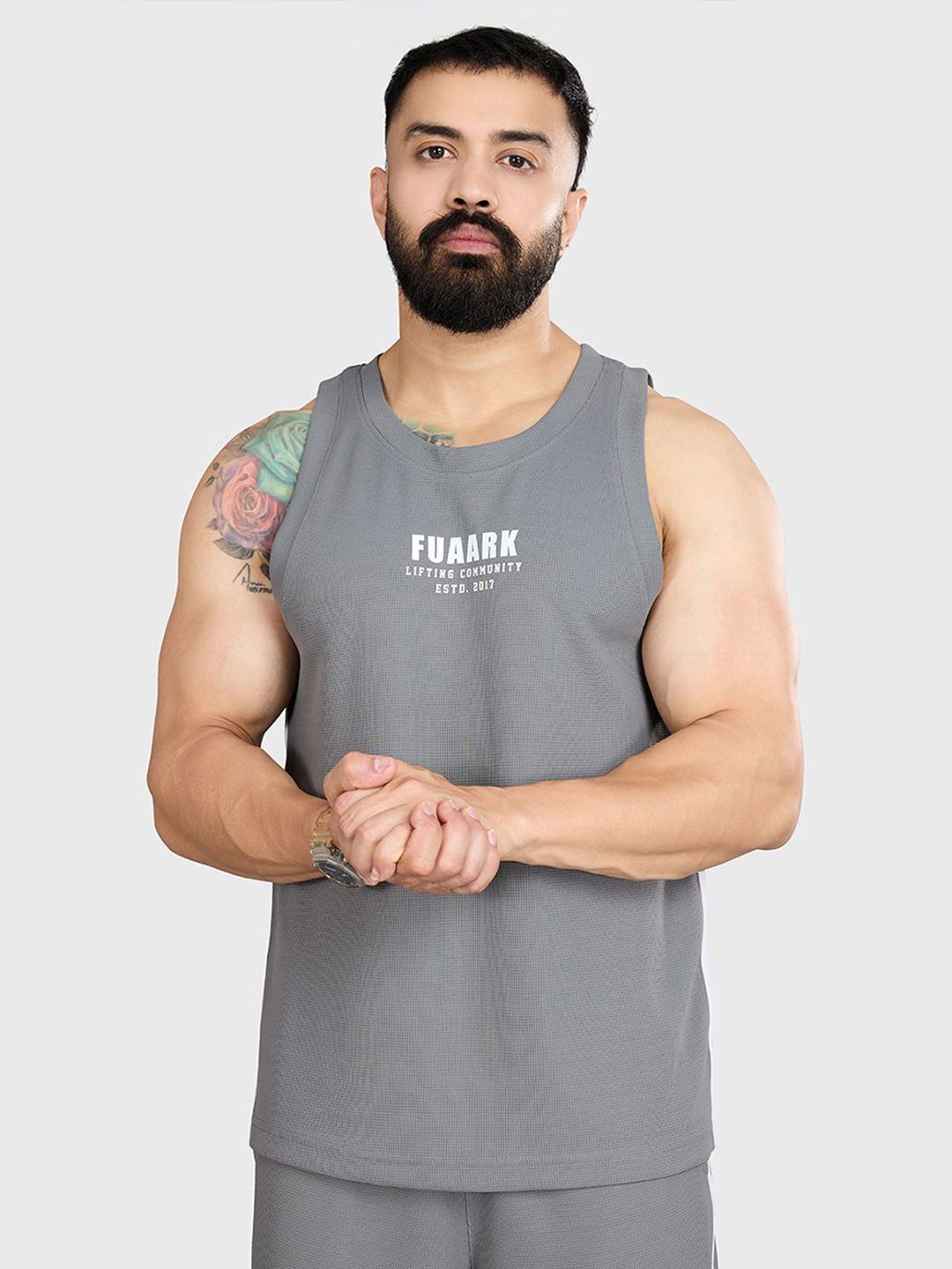 FUAARK Men Drip Oversized Gym & Workout Tank Drip Oversized Tank Dark Grey-S
