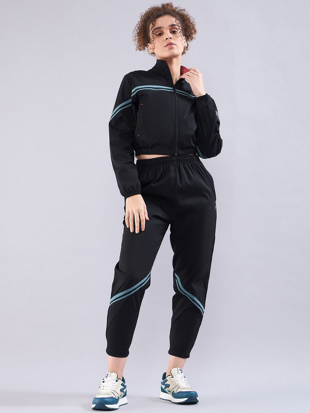SG Women Striped Mock Collar Neck Tracksuit