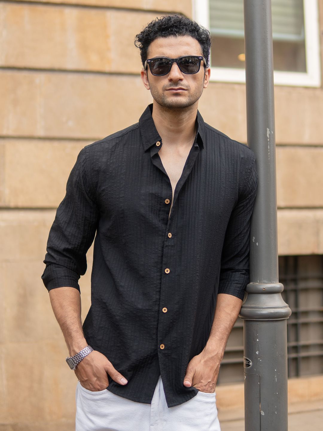 Powerlook SS25 Structure Vertical Striped Casual Shirt