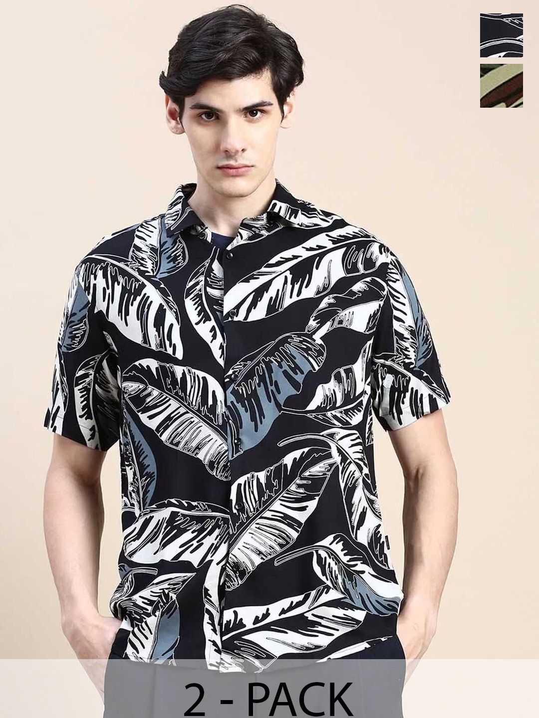 TIGER SNAKE Pack Of 2 Floral Printed Comfort Fit Casual Shirts