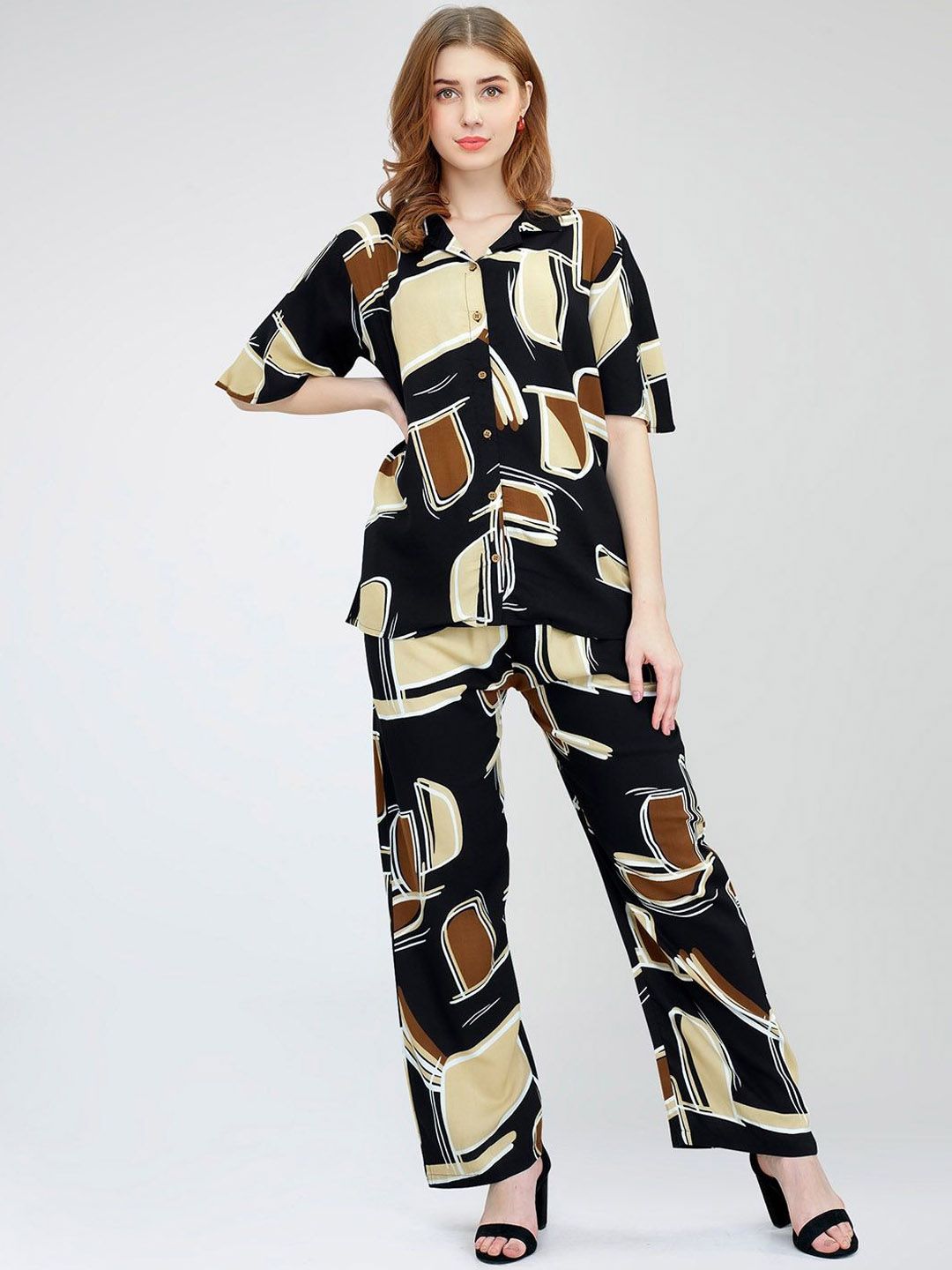 Moda Rapido Printed Shirt With Trousers Co-Ords
