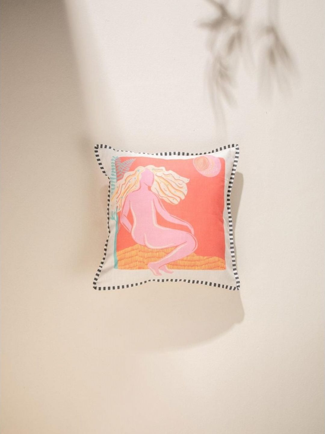 FREEDOM TREE Pink & White Abstract Square Cushion Covers