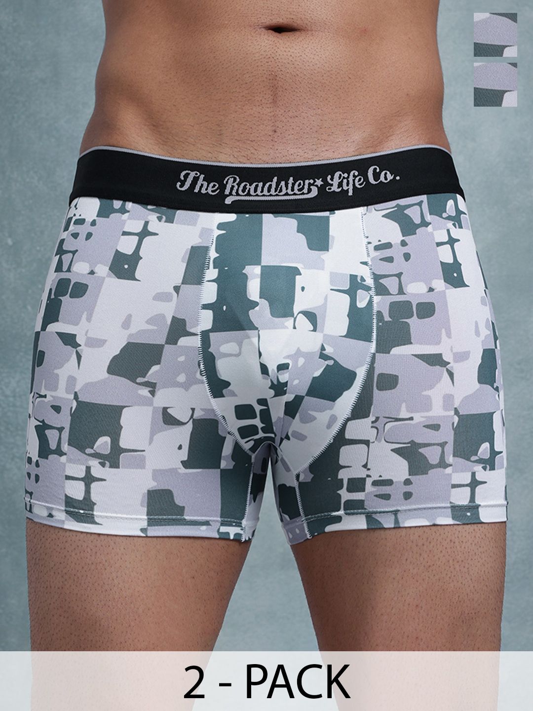 The Roadster Lifestyle Co Pack Of 2 Printed Stretchable Trunks Pack Of 2-PV-Print-RO15-S