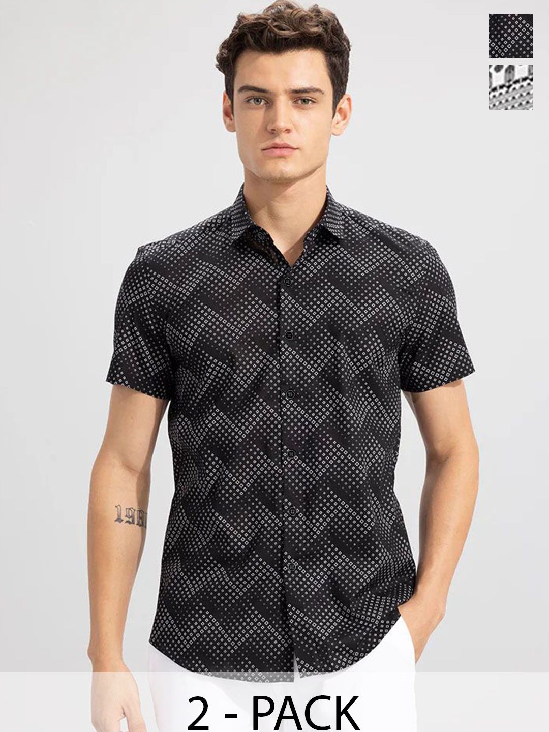 TIGER SNAKE Pack Of 2 Abstract Printed Comfort Fit Casual Shirts