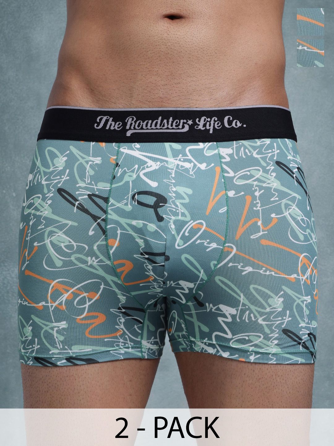 The Roadster Lifestyle Co Pack Of 2 Printed Stretchable Trunks Pack Of 2-PV-Print-RO21-S