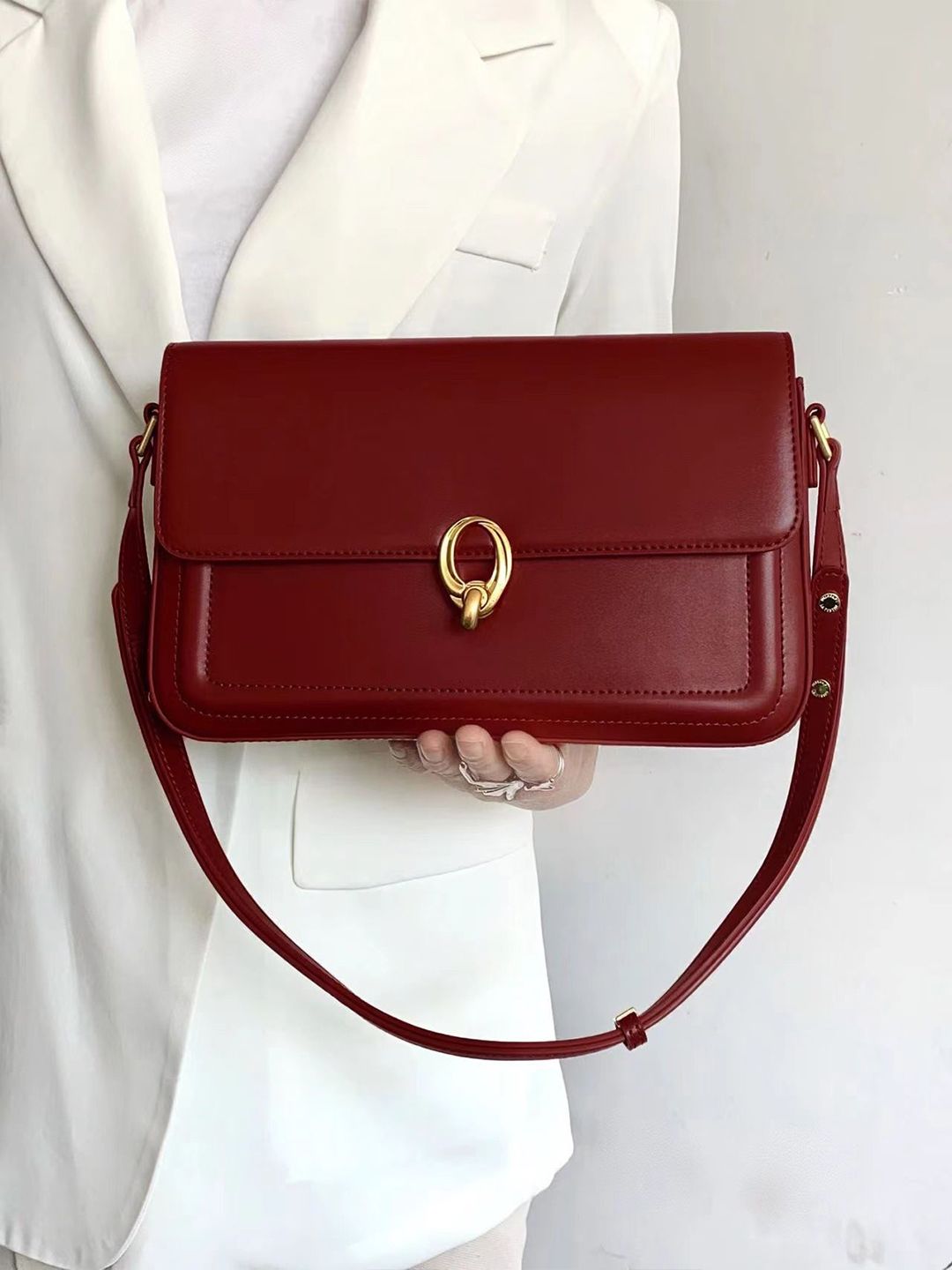 CORSICA Solid Adjustable Strap Bow Detail Structured Satchel Bag