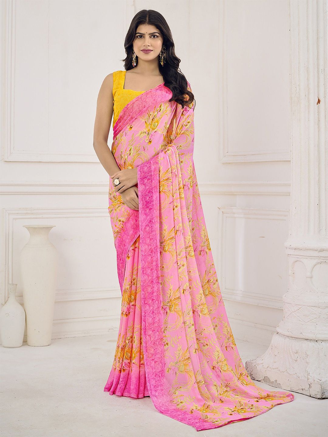 Panzora Floral Pure Chiffon Saree