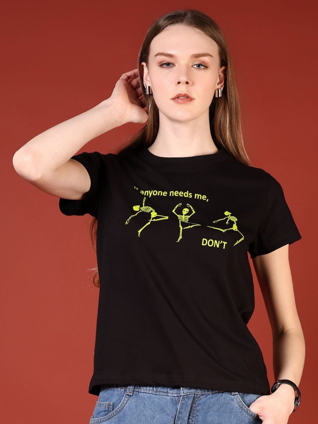 LIMEROAD Women Typography Printed Applique T-shirt