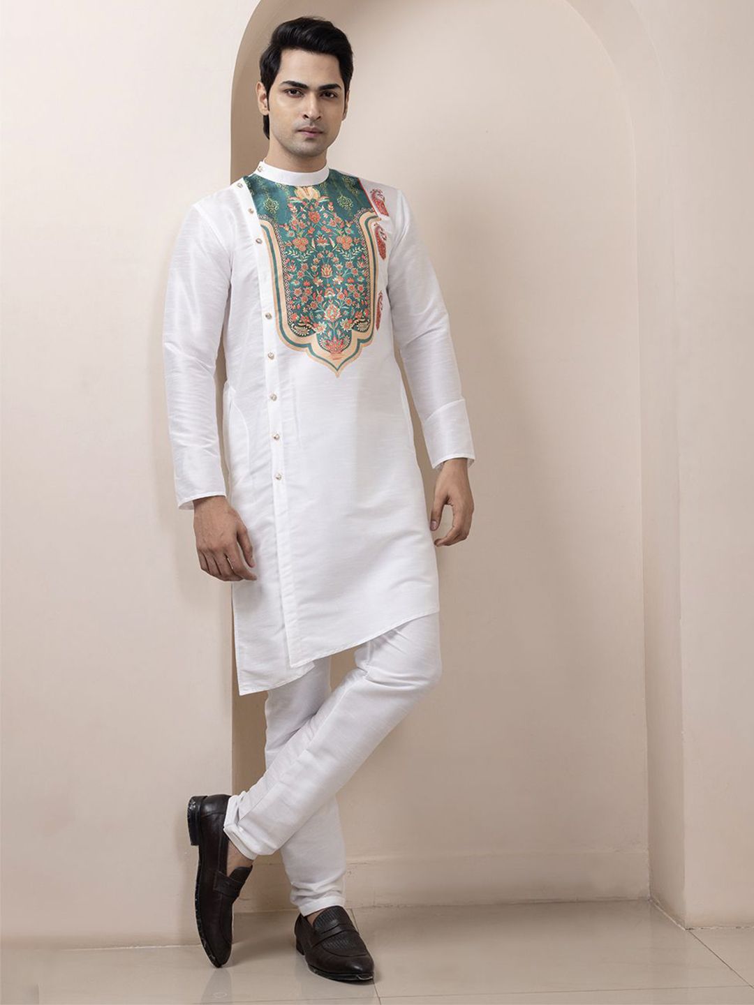 DEVOILER Men Ethnic Motif Printed Angrakha Kurta