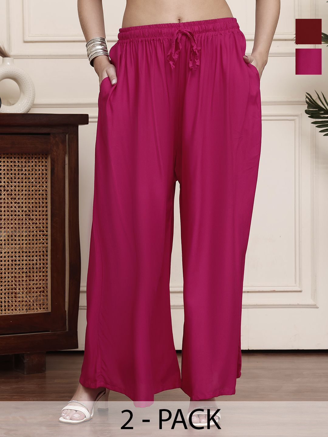 Valles365 by S.C. Women Pack of 2 Regular Flared Ethnic Palazzos