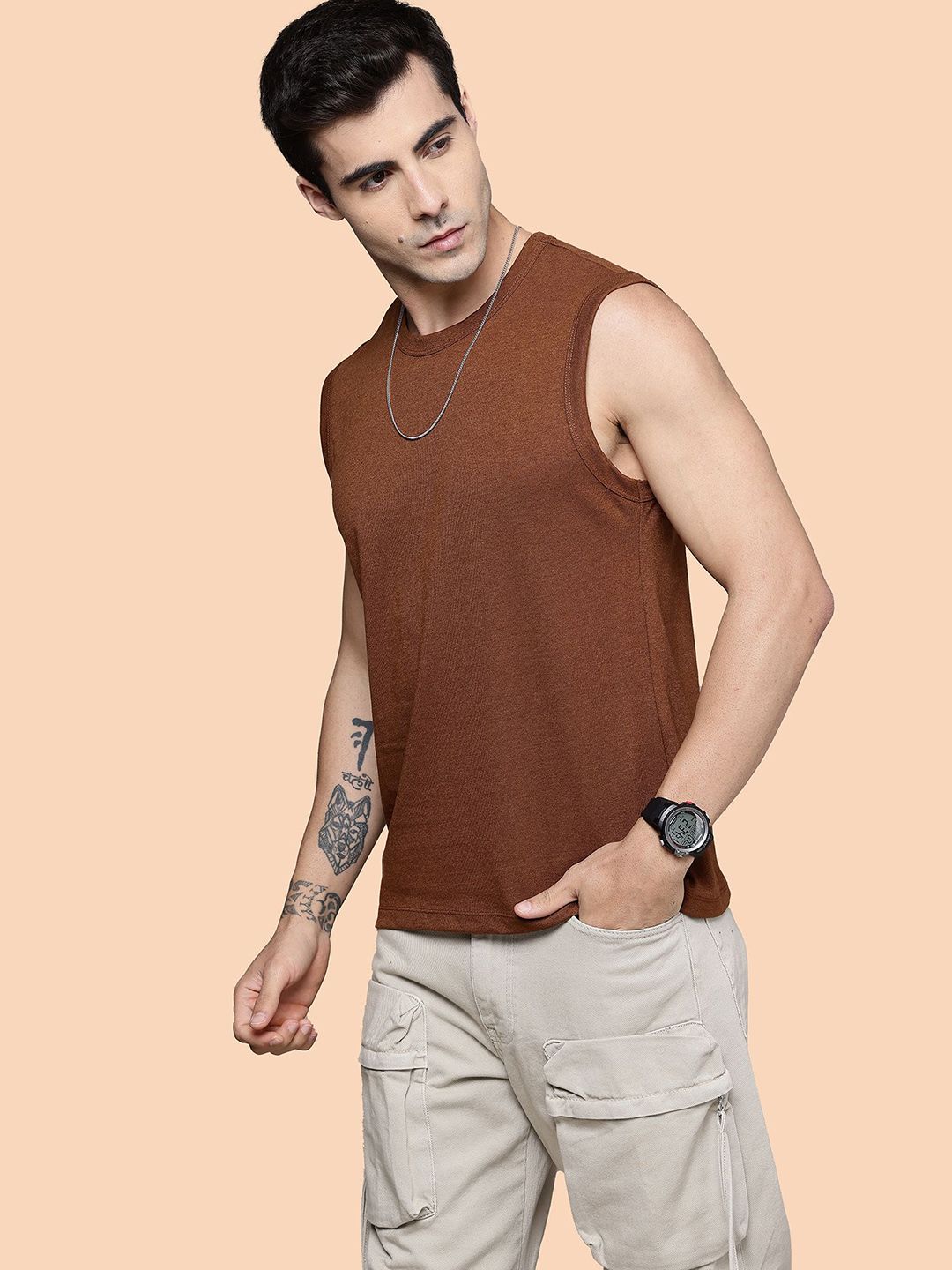 ETC Round Neck Sleeveless Regular Fit T-Shirt