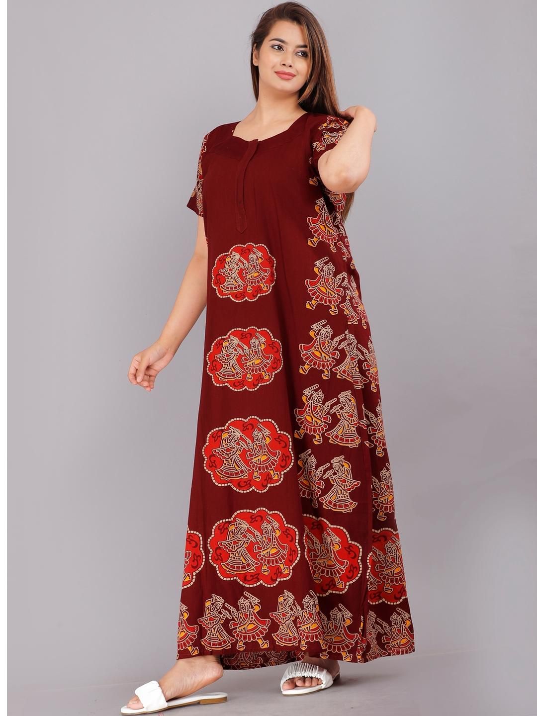 Pure Cotton Nighty Nightrdess Maxi Gown