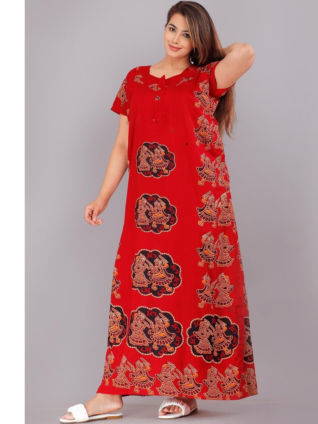 Pure Cotton Nighty Nightrdess Maxi Gown