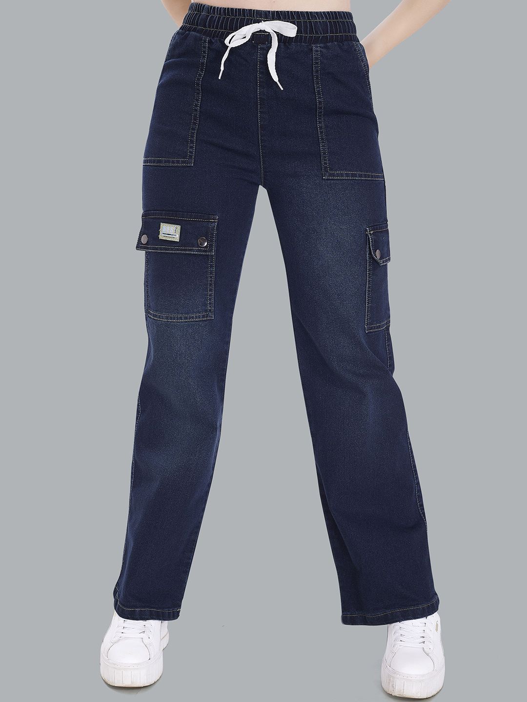 DIVISIVE Women Wide Leg High-Rise Denim  CargoJeans