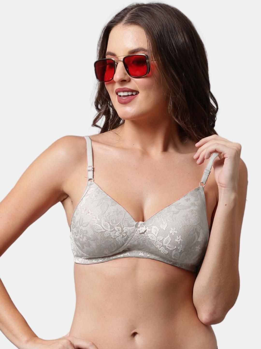 BEWILD Women Self Design Full Coverage Non-Wired Lightly Padded T-shirt Bra