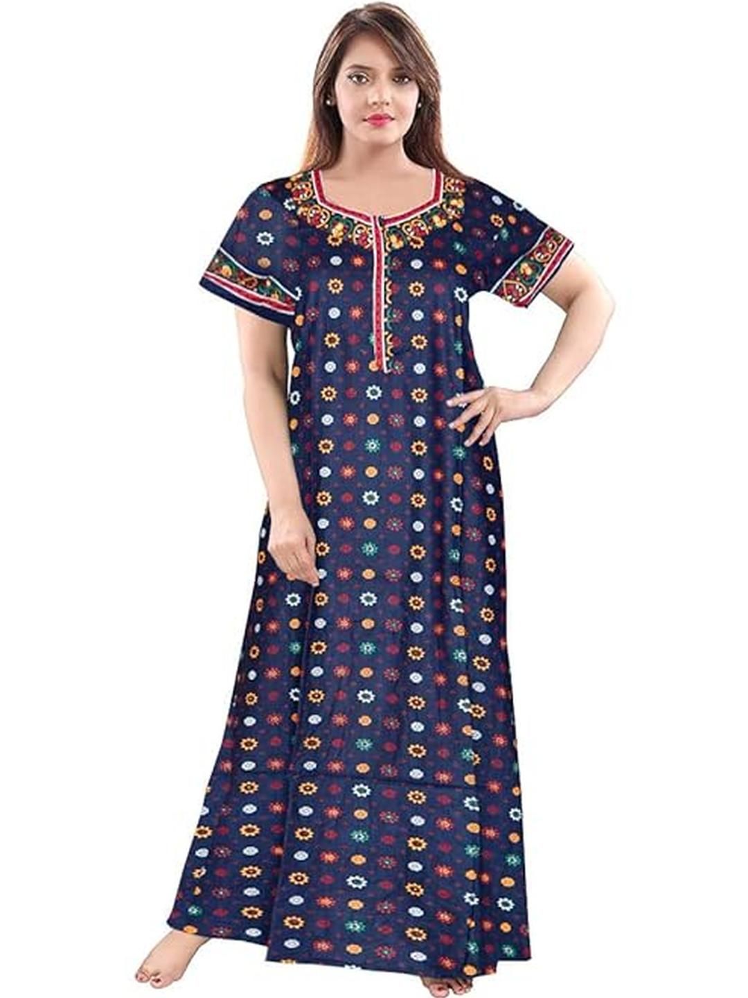 Pure Cotton Nighty Nightrdess Maxi Gown